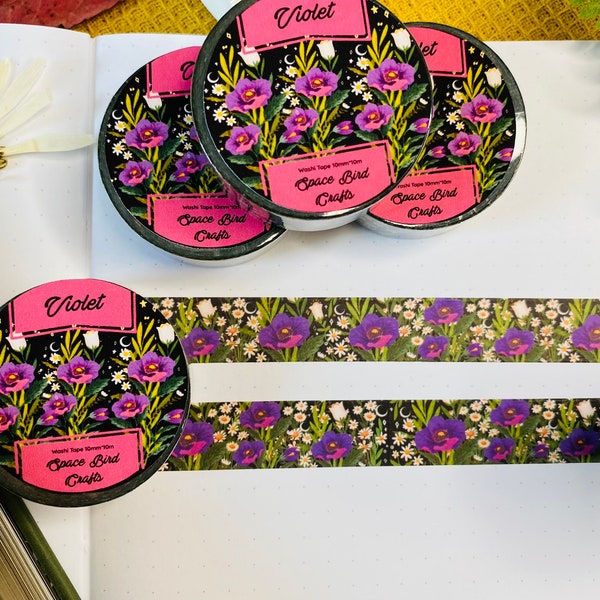 Lila Washi Tape Niedliches Washi Tape Herbst Washi Tape Blumen Washi Tape 10mx15mm Scrapbook Dekoration für Journal Tape Easy Tear Paper Tape