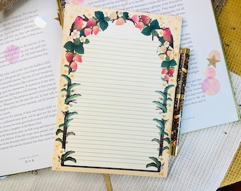 Strawberry Letter Paper A5 To-Do - Letter Paper Sized Notepad - To do Planner - 50-49 tear-off sheets - Spring Note Pad A5