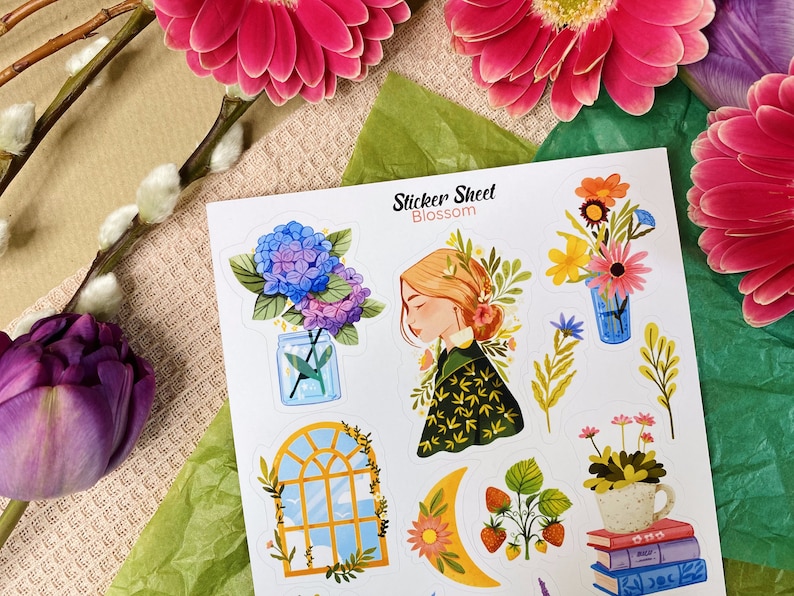 Sticker Sheet Flower Blossom Journal Sticker Planner Sticker Floral ...