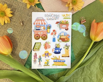 Sticker Sheet - Garden Art- Journaling Stickers - Planner Sticker - Floral Sticker - Scrapbooking Sticker - Flower Sticker - Spring Stickers