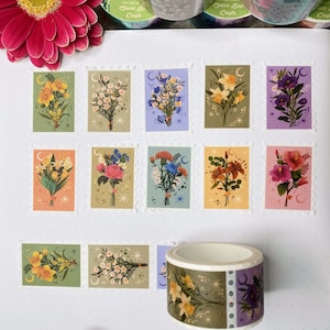 Blumenstrauß Stempel Washi Tape Papierklebeband Dekoratives Klebeband Blumen Washi Tape Sammelalbum Dekoration für Journal Tape Easy Tear Papierklebeband