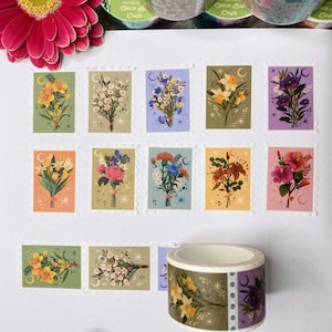 Blumenstrauß Stempel Washi Tape Papierklebeband Dekoratives Klebeband Blumen Washi Tape Sammelalbum Dekoration für Journal Tape Easy Tear Papierklebeband Bild 1