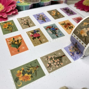 Blumenstrauß Stempel Washi Tape Papierklebeband Dekoratives Klebeband Blumen Washi Tape Sammelalbum Dekoration für Journal Tape Easy Tear Papierklebeband Bild 3