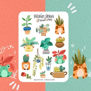 Aufkleber Blatt Blumentopf Journaling Aufkleber für Planer Aufkleber Dekorative Aufkleber Scrapbook Sticker Blume Sticker Blatt Frühling Sticker
