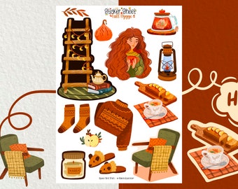 Sticker Sheet - Fall Hygge - Journal Stickers - Planner Sticker - Floral Sticker - Scrapbook Sticker - Flower Sticker - Autumn Vibes