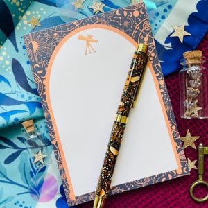 Golden Sky Notepad A6 To-Do List-  Floral Planner Grocery List  To do list - Desk Pad for Notes Scrapbooking Notepad - Teacher