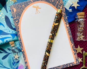 Golden Sky Notepad A6 To-Do List-  Floral Planner Grocery List  To do list - Desk Pad for Notes Scrapbooking Notepad - Teacher