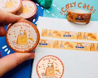 Cozy Cat Washi Tape Cute Washi Tape Autumn Washi Tape  Flower Washi Tape Scrapbook Decoration for Journal Tape Easy Tear Paper Tape