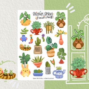Stickervel Bloempot 2 Journaling Stickers voor Planner Sticker Decoratieve sticker Plakboeksticker Bloemstickervel Lentesticker