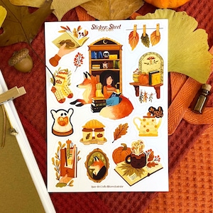 Feuille d'autocollants Stickers de journalisation Fox Den Sticker agenda Sticker automne Sticker scrapbooking Sticker fleurs Vibrations de sorcière