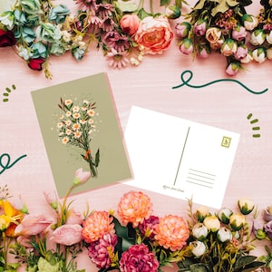 Een set bloemenpostkaarten postkaartformaat Art Print Botanische postkaart Postkarten Floral Art Prints Moederdagkaarten afbeelding 10