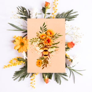 Un jeu de cartes postales florales taille carte postale impression d'art carte postale botanique Postkarten impressions d'art floral cartes de fête des mères Queen Bee