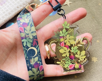 Llavero con forma de higuera - Llavero - Accesorio para llaves - Llavero de pulsera - Accesorio para mochila - Pulsera de acrílico - Llavero holográfico