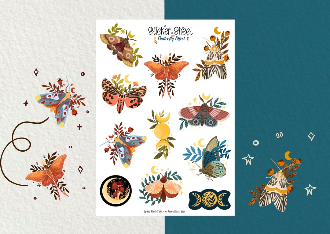 Sticker Sheet Butterfly Effect Journal Stickers Planner Sticker Floral