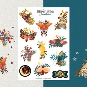 Sticker Sheet - Schmetterling Effekt - Journal Aufkleber - Planner Aufkleber - Blumen Aufkleber - Scrapbook Aufkleber - Mystischer Schmetterling Aufkleber