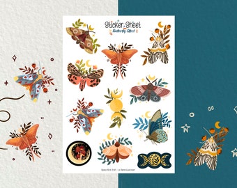 Sticker Sheet - Schmetterling Effekt - Journal Aufkleber - Planner Aufkleber - Blumen Aufkleber - Scrapbook Aufkleber - Mystischer Schmetterling Aufkleber