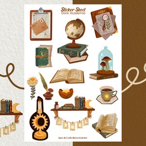 Sticker Sheet - Dark Academia - Journal Sticker - Planner Sticker - Vintage Sticker - Scrapbooking Sticker -Vintage Vibes