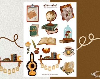 Sticker Sheet -  Dark Academia - Journal Stickers - Planner Sticker - Vintage Stickers - Scrapbooking Sticker -Vintage Vibes