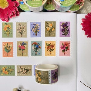 Blumenstrauß Stempel Washi Tape Papierklebeband Dekoratives Klebeband Blumen Washi Tape Sammelalbum Dekoration für Journal Tape Easy Tear Papierklebeband Bild 7