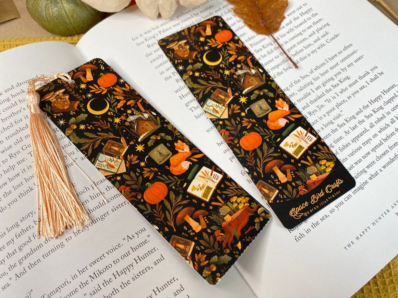 Woodland Bookmark Book Accessories, Illustrated Bookmark, Reading, Bookish Gift, Paper Bookmark, Moon Bookmark, Reading Accessory, Journal image 4