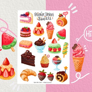 Sticker Sheet - Süßigkeiten Dessert Aufkleber - Journaling Aufkleber - Planner Aufkleber - Dekorative Aufkleber - Scrapbooking Aufkleber - Kuchen - Süßigkeiten
