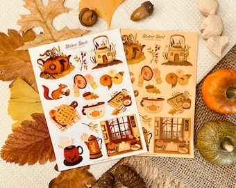 Sticker Sheet - Pumpkin Spice - Journal Stickers - Planner Sticker - Floral Sticker - Scrapbooking Sticker - Flower Sticker - Autumn - Fall