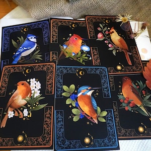 Vogels Postkaarten Art Print Postkarten Vogel Art Print Set Kaarten Wanddecoratie Art Print Bureau Decor Vogels kijken Floral ArtPrint Lente kunst