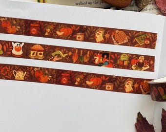 Cozy Fall Washi Tape Cute Washi Tape Autumn Washi Tape  Flower Washi Tape Scrapbook Decoration for Journal Tape Easy Tear Paper Tape