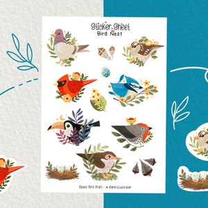 Sticker Sheet - Vogelnest - Journaling Sticker - Planner Sticker - Dekorative Sticker - Scrapbooking Sticker - Tier Sticker