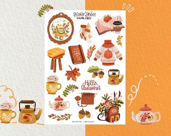 Sticker Sheet - Hello Fall - Journaling Stickers - Planner Sticker - Fall Sticker - Scrapbook Sticker - Flower Sticker - Autumn Vibes
