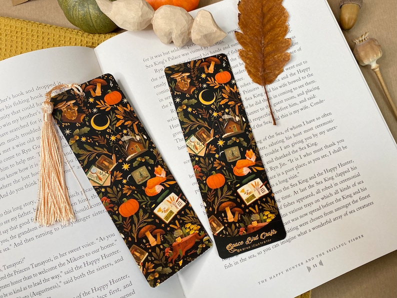 Woodland Bookmark Book Accessories, Illustrated Bookmark, Reading, Bookish Gift, Paper Bookmark, Moon Bookmark, Reading Accessory, Journal image 5