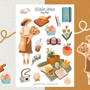 Stickervel - Cosy Day - Summer Journal Sticker - Planner Sticker - Vintage Stickers - Scrapbooking Sticker - Picnic Vibes