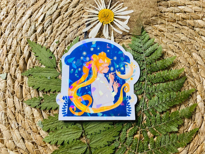Moon Girl Holographic Vinyl Sticker - Bullet Journal Stickers - Planner ...