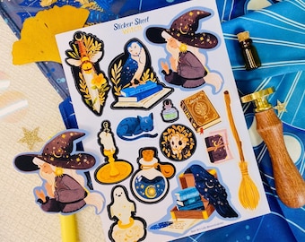 Sticker Sheet - WITCH - Journal Sticker - Planner Sticker - Floral Sticker - Scrapbooking Sticker - Blumen Sticker - Herbst - Mystic