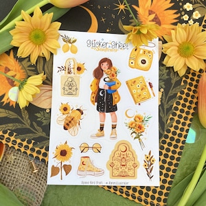 Sticker Sheet - Sunflower -  Journaling Stickers - Planner Sticker - Floral Sticker - Scrapbook Sticker - Flower Sticker - Summer Vibes