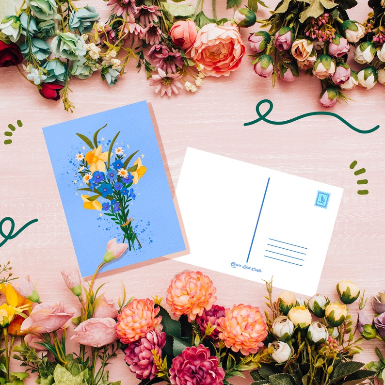 Un jeu de cartes postales florales taille carte postale impression d'art carte postale botanique Postkarten impressions d'art floral cartes de fête des mères image 8