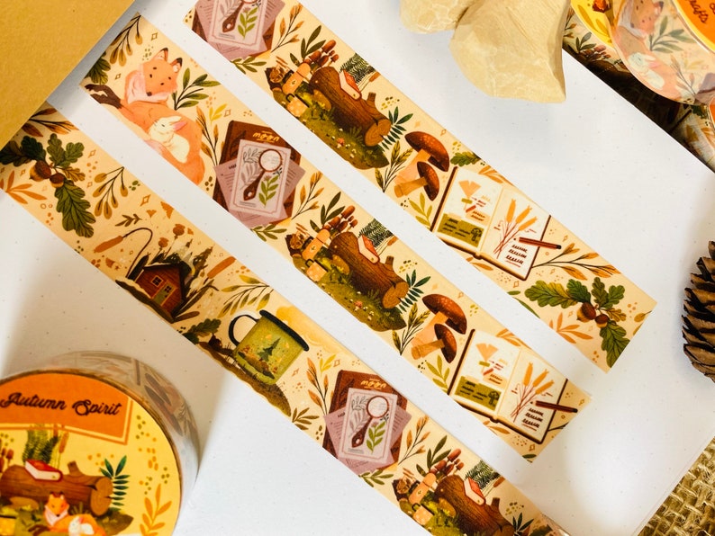 Autumn Spirit Washi Tape Cute Washi Tape Autumn Washi Tape Flower Washi Tape Scrapbook Decoration for Journal Tape Easy Tear Paper Tape image 5