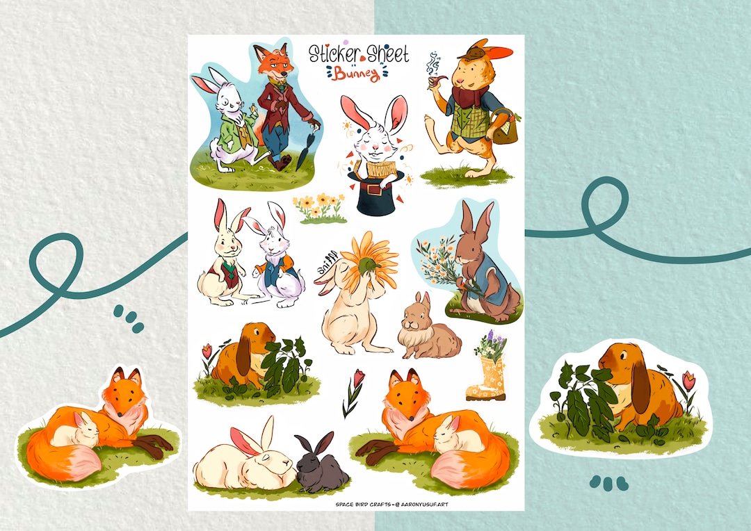 Oster Sticker Sticker Sheet - Bunny - Easter Stickers - Journal Stickers - Planner ...