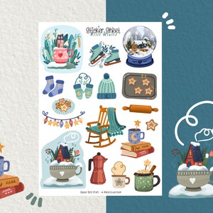 Sticker Sheet - Hello Winter - Journal Sticker - Planner Sticker - Floral Sticker - Scrapbook Sticker - Blumen Sticker- Winter Vibes