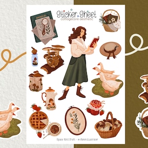 Sticker Sheet - Cottagecore Aesthetic - Journal Sticker - Planner Sticker - Vintage Stickers - Scrapbooking Sticker - Cozy Vibes