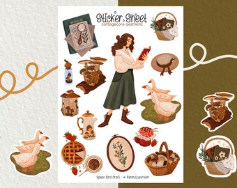 Sticker Sheet - Cottagecore Aesthetic - Journal Sticker - Planner Sticker - Vintage Stickers - Scrapbooking Sticker - Cozy Vibes