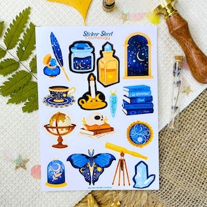 Feuille d’autocollants - Cosmologie - Autocollants journal - Autocollant planificateur - Autocollant floral - Autocollant scrapbooking - Autocollant fleur - Automne - Citrouille
