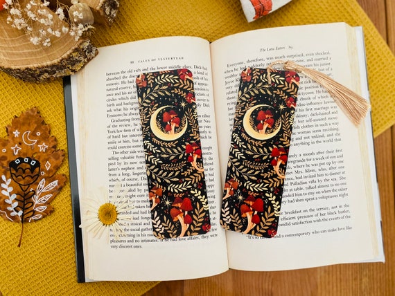Magic Mushroom Bookmark | Book Accessories, Illustrated Bookmark, Reading, Bookish Gift, Paper Bookmark, Moon Bookmark