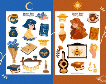 Sticker Sheet - Sun and Moon Queen - Mystic Journal Stickers - Planner Stickers - Decorative Stickers - Scrapbooking  Stickers  - Mystic