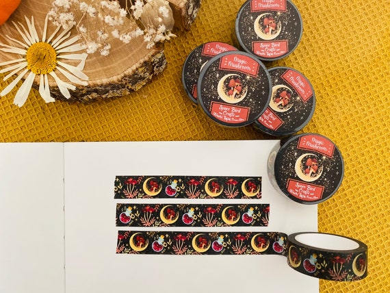 Magic Mushroom Washi Tape Cute Washi Tape Mystic Washi Tape  Flower Washi Tape Scrapbook Decoration for Journal Tape Easy Tear Paper Tape