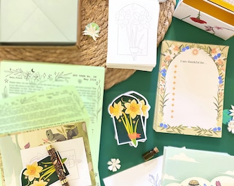 Sky Tree Mail Club May Letter with Art Print Postcard Stickers and Heartfelt Letters