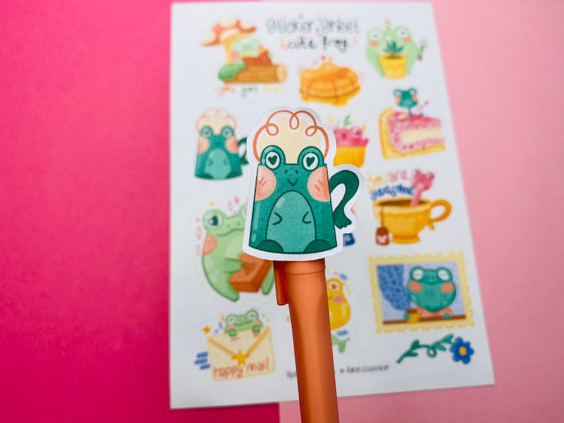 Sticker Sheet - Cute Frog - Journal Stickers - Planner Sticker - Floral ...