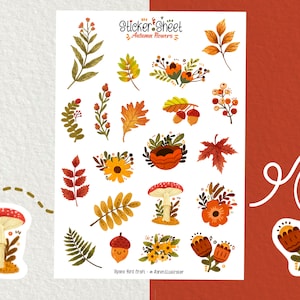 Sticker Sheet - Herbstblumen - Journal Sticker - Planner Sticker - Floral Sticker - Scrapbook Sticker - Blumen Sticker - Autumn Vibes