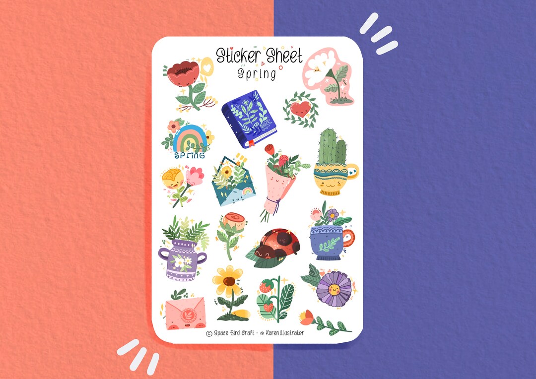 Notebook Spring Sticker Sticker Sheet - Spring - Journaling Stickers - Planner Sticker - Floral ...