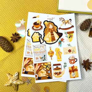 Sticker Sheet Geschenk Journaling Sticker für Planner Scrapbooking Dekoration Sticker Winter Vibes Holidays Weihnachten Sticker